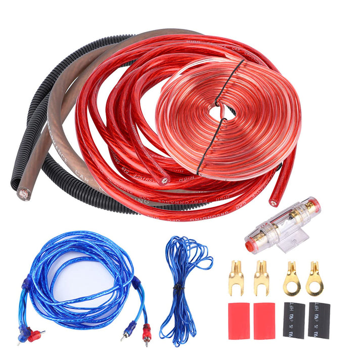 aqxreight - Auto-Endverstärker-Einbaukit, 4 Spur 2800W Automobil Lautsprecher Woofer VorWoofer Kabel