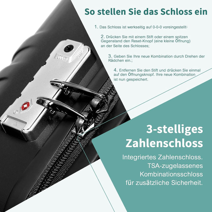 British Traveller Reisekofferset Hartschalenkoffer Set ABS+PC Koffer Trolleys Neu Schwarz Schwarz SE