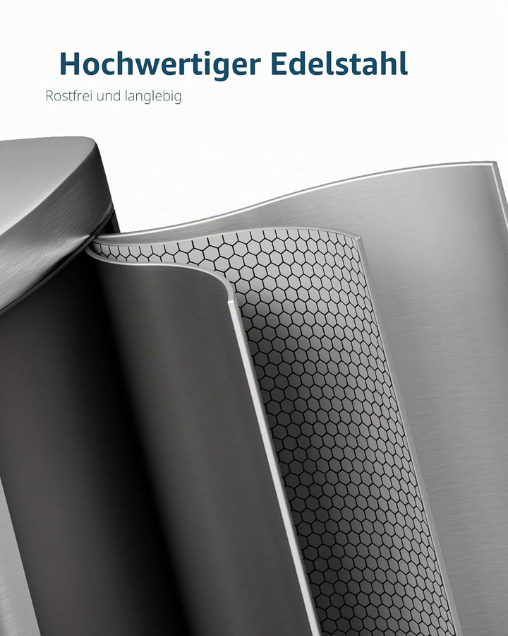 GarveeHome 50 Liter- und 10 Liter-Metallmülleimer-Set, rostfreier Küchen Mülleimer mit Deckel, pedal