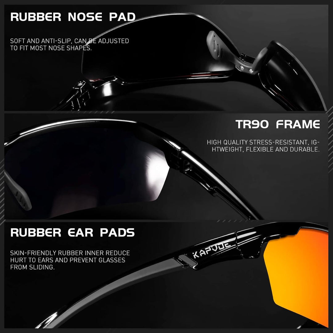KAPVOE Fahrradbrille Polarisiert Sonnenbrille Sportbrille MTB Brille Radbrille Herren Damen Rennrad