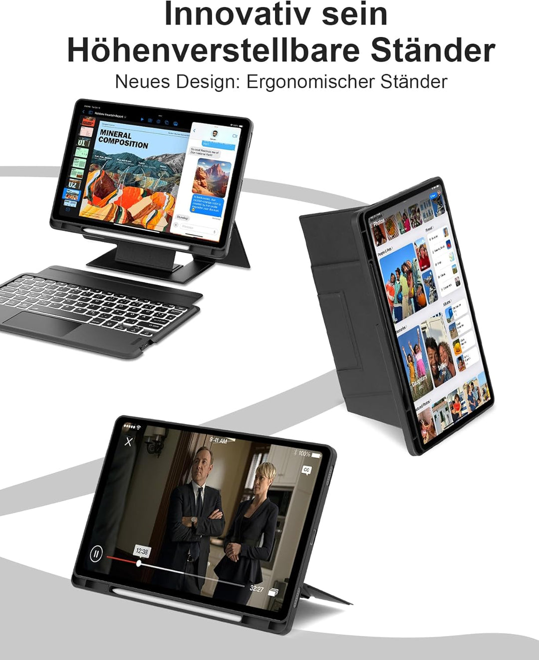 Occtingkind, Ergonomische Hülle mit Tastatur für Samsung Galaxy Tab S10 FE/S9 FE/S9 10,9/11 Zoll 202