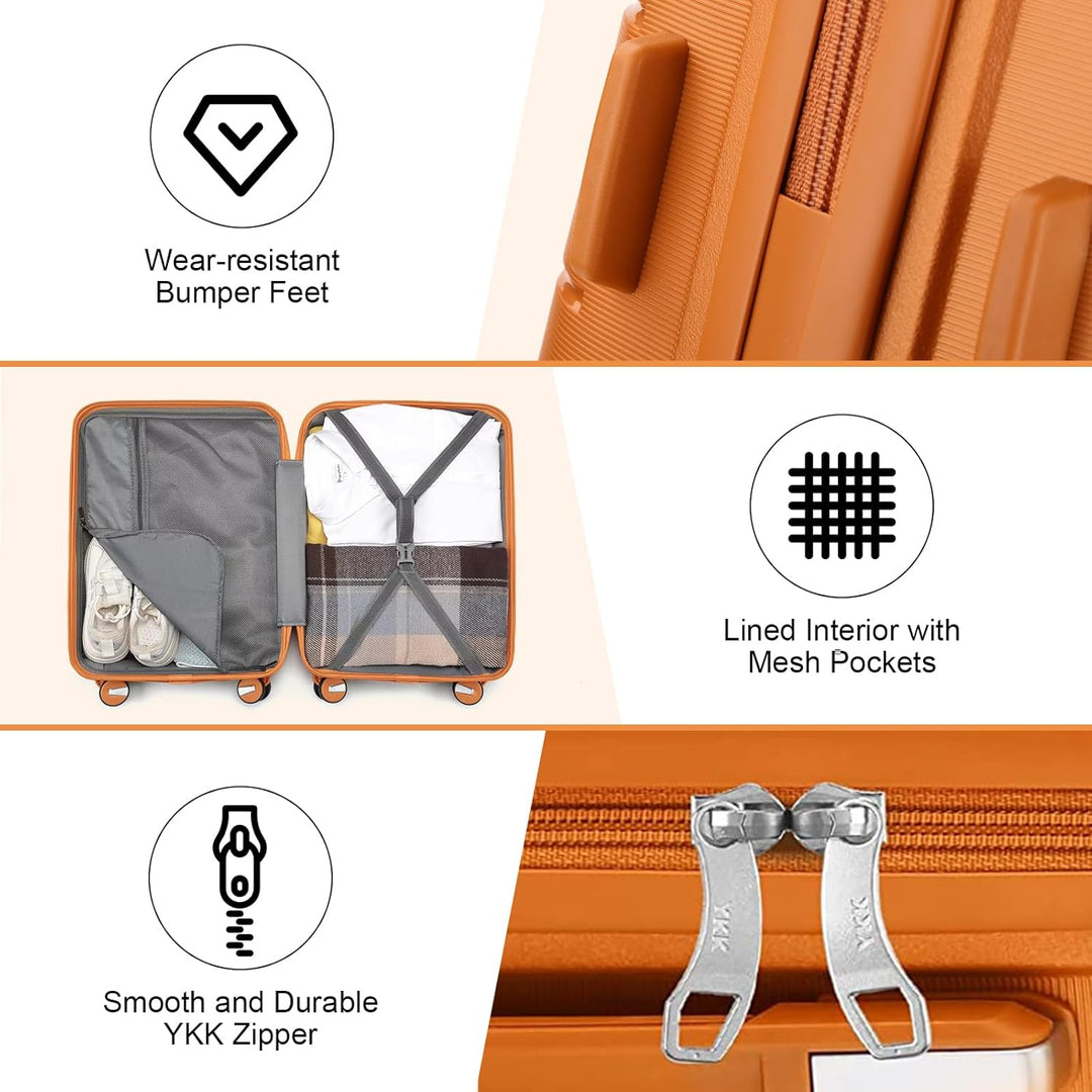 Sea choice Hartschalen Koffer Trolley Erweiterbar Kabinen Handgepäck 100% PP Leicht Reisekoffer mit
