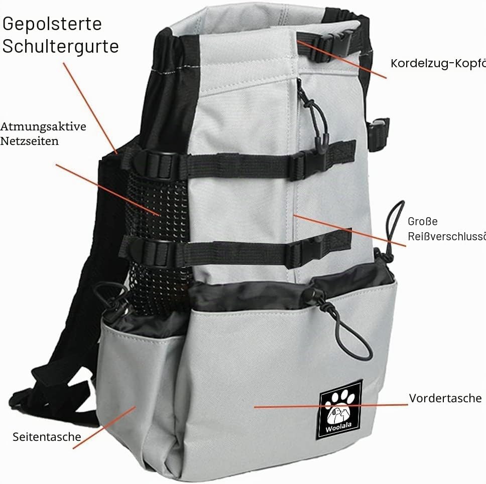 Woolala Transportrucksack für Hunde, Rucksack mit wasserdichtem Futter, kleine Reisetasche für Wande