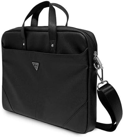 Guess Unisex Saffiano Hot Stamp Triangle Logo Tasche, Schwarz