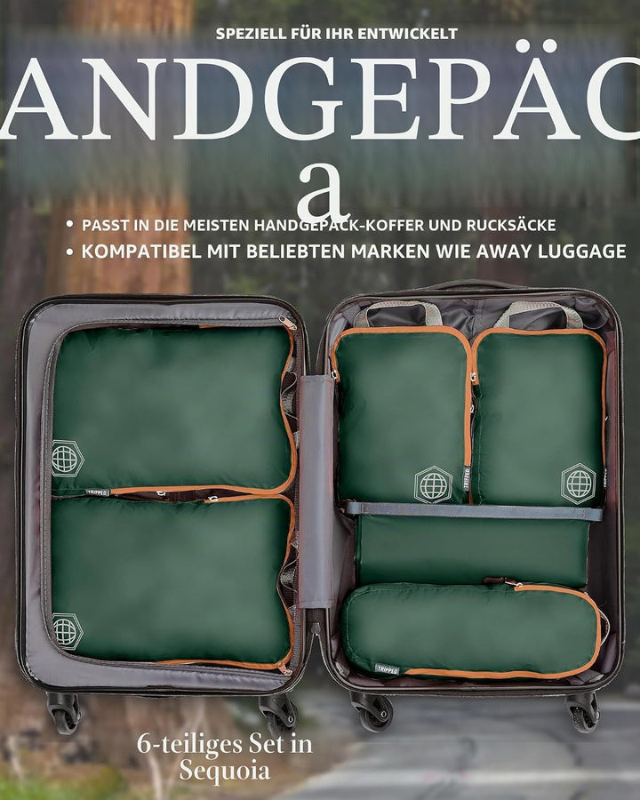 TRIPPED Travel Gear Reise-Kompressions-Packwürfel, Koffer- und Rucksack-Organizer für Kleidung, Grün
