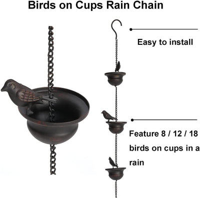 Pssopp Eisen Gehämmerte Cup Garden Products Regenkette, Regenketten Kolibri und Cup Regenketten Eise