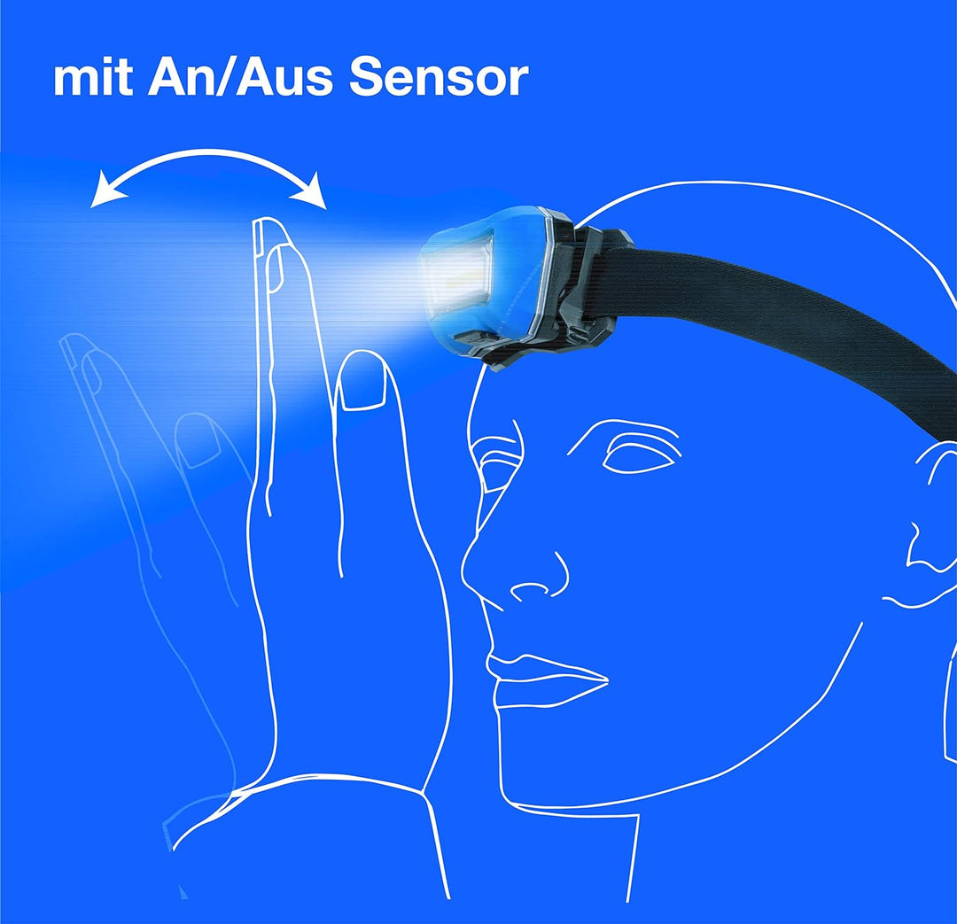 COB-LED-Akku-Stirnlampe 42825 mit Sensor „HD200“
