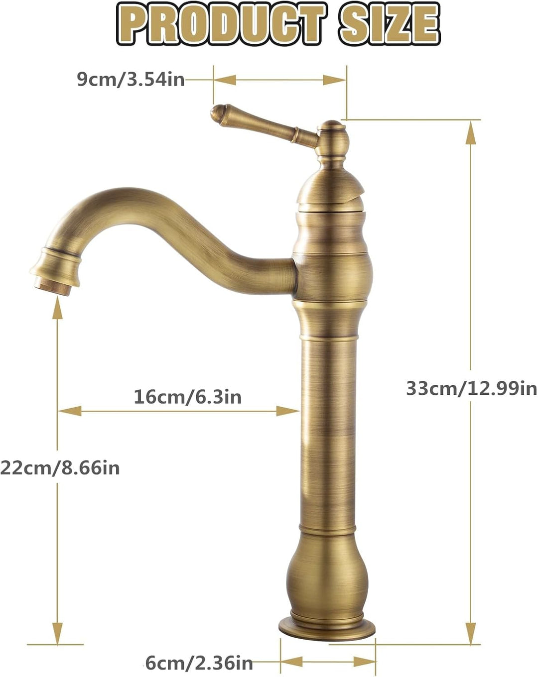 Namuoto Wasserhahn Bad Hoch Antik Messing Waschtischarmatur 360°Schwenkbar Einhebel Waschbecken Arma
