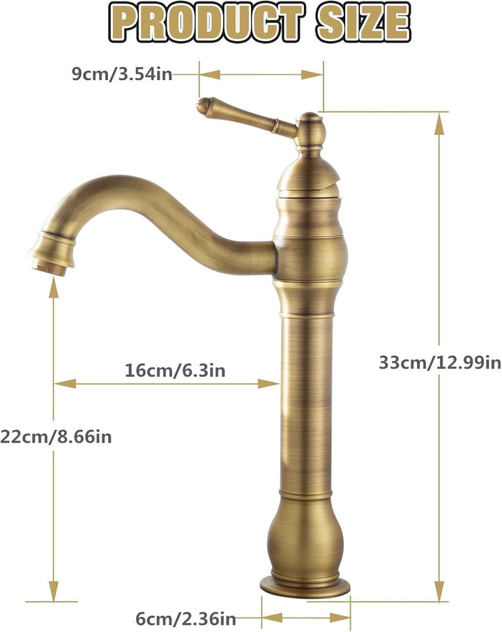 Namuoto Wasserhahn Bad Hoch Antik Messing Waschtischarmatur 360°Schwenkbar Einhebel Waschbecken Arma