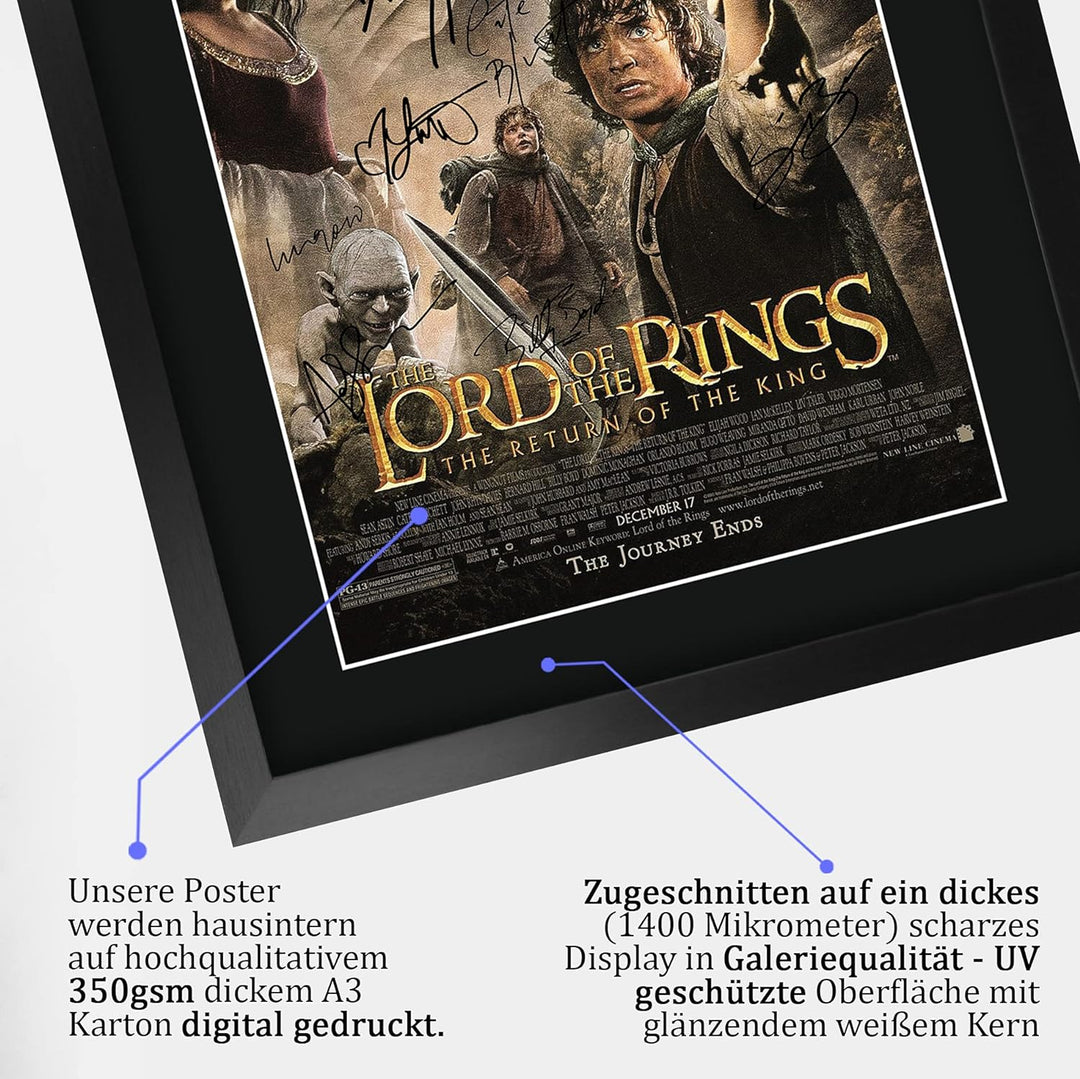 HWC Trading Lord Of The Rings The Return Of The King A3 Gerahmte Signiert Gedruckt Autogramme Bild D
