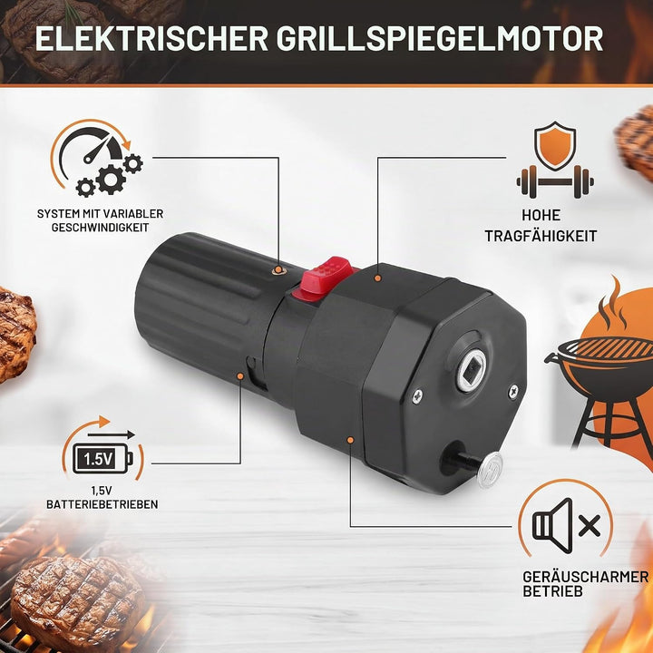 FTVOGUE Elektrischer Grill BBQ Grill Braten Motor 1.5V batteriebetriebene Schwarze Farbe