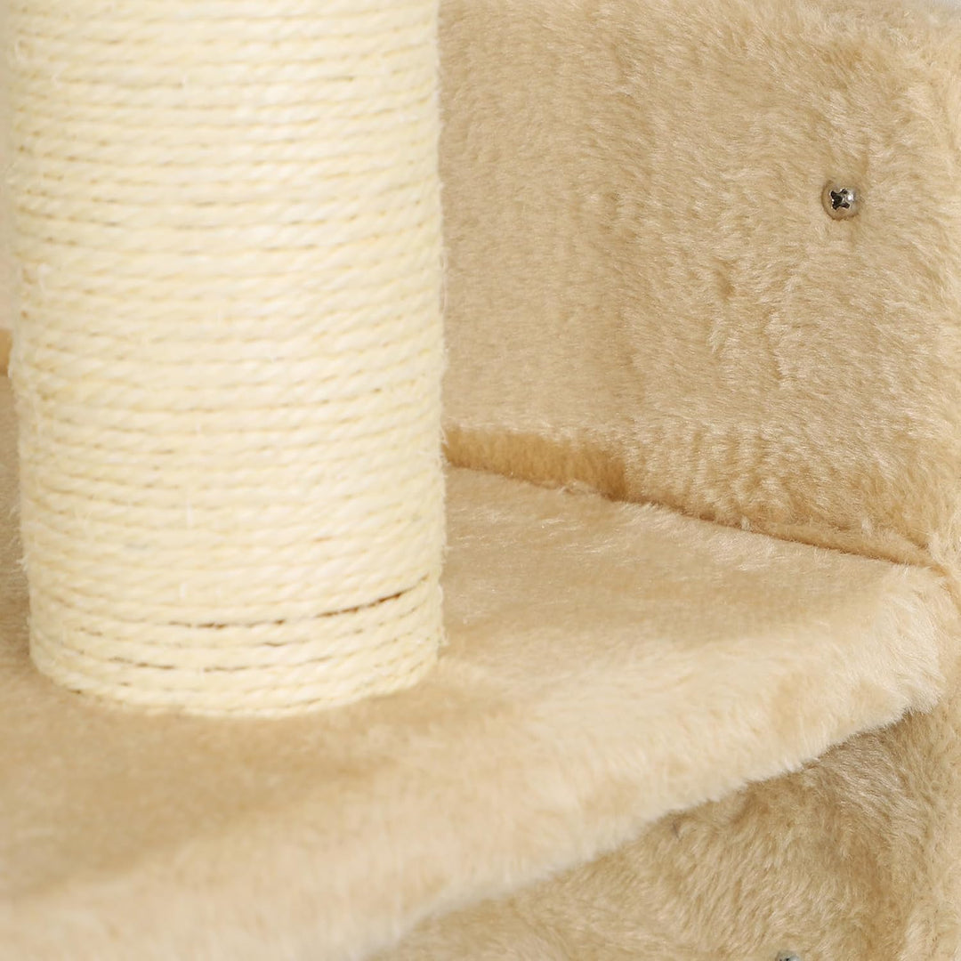 PawHut Kletterwand Katzen, 3-teilig Katzenkletterwand Set, Katzen Wandelemente mit Kratzbrett, Sprun