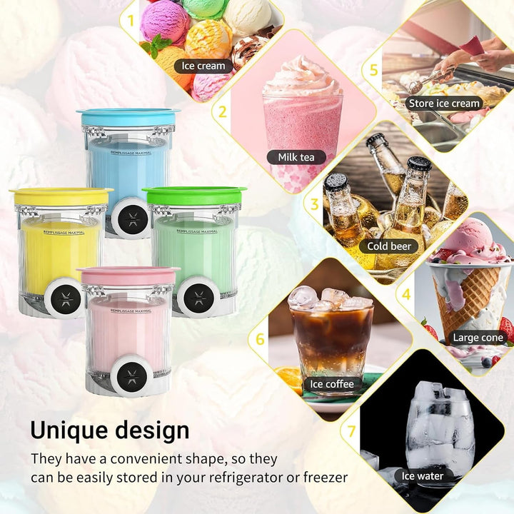 DAZZTIME Behälter für Ninja Creami Deluxe Pints,4 Stück Ersatz für Ninja Creami Deluxe Pints und Dec