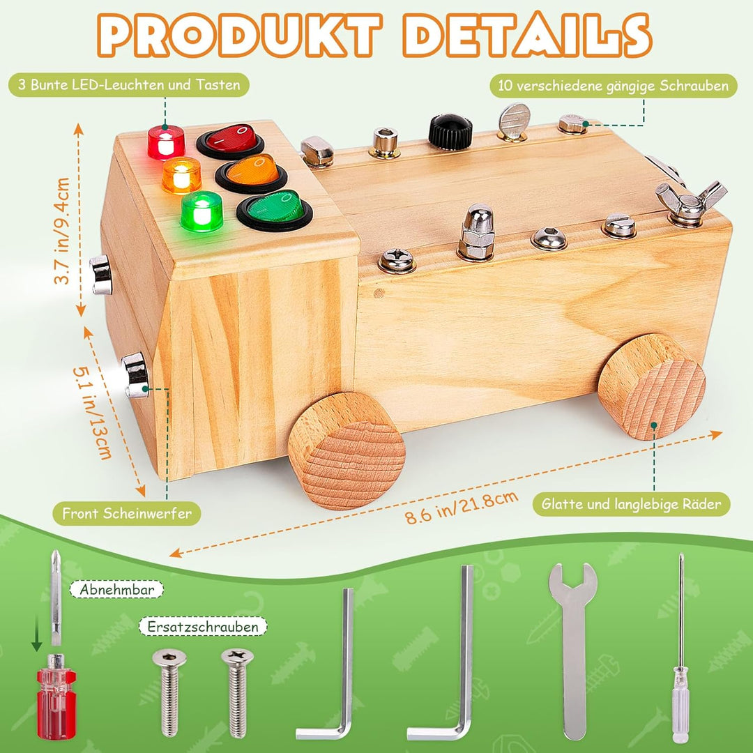 OAKJAR Montessori Schraubendreherbrett, Montessori Busy Board Spielzeug ab 1 2 3 Jahr, Montessori Ac