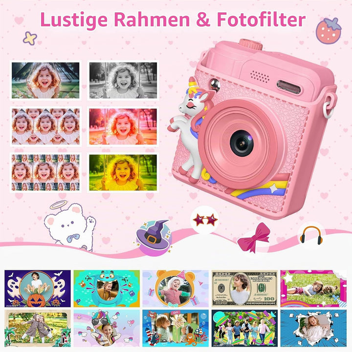 Gofunly Sofortbildkamera Kinder, 1080P HD Kinderkamera Sofortbildkamera mit 32GB Karte &amp; DruckerPapi