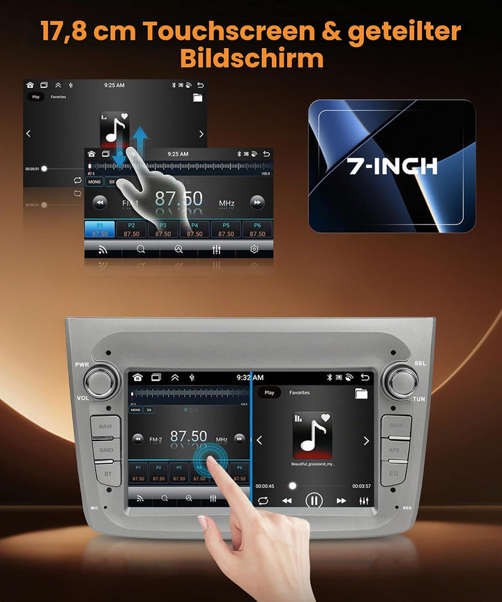 8 Kern 4G+64G Autoradio Android 15 für Alfa Romeo MITO 2008-2016, 7 Zoll HD IPS Touchscreen Auto Rad