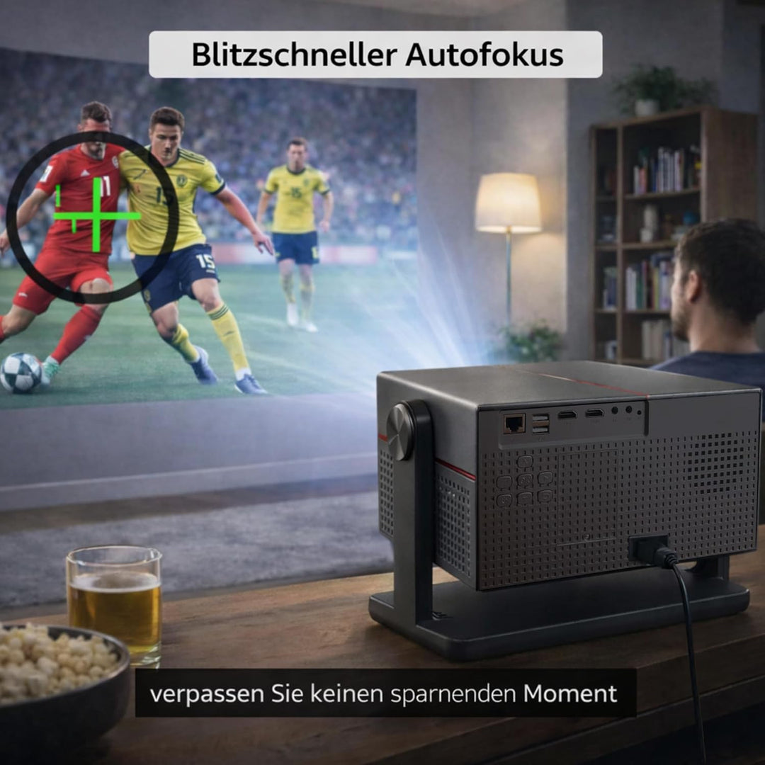 Beamer mit 4K Unterstützung für Heimkino – Beamer Heimkino Projektor 4K mit Autofokus & automatische