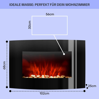 Klarstein Lausanne Elektrokamin - Kamin elektrisch, Elektro Kamin mit Flammensimulation, LED, geräus