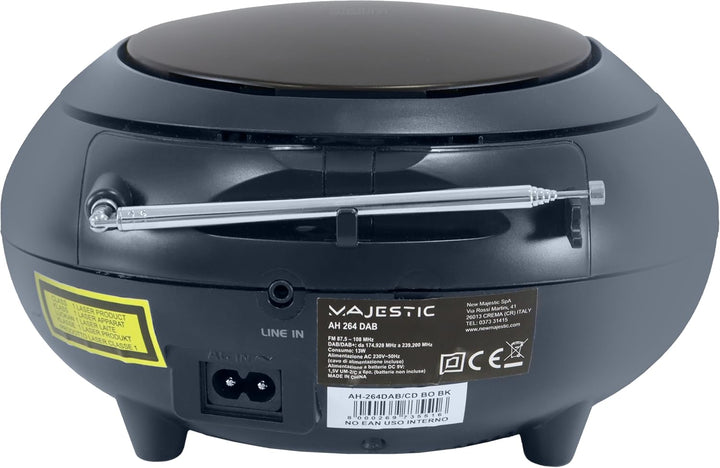 Majestic AH 264 DAB Boom Box mit CD-Player, DAB- und FM-Radio, AUX-IN, Schwarz
