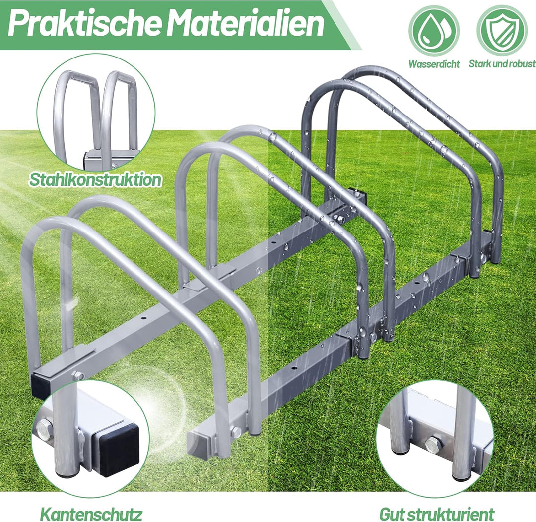 Tubiaz Fahrradständer 5 Fahrräder, Sicherer Radständer auch für Mountainbikes und E-Bikes, Boden- od
