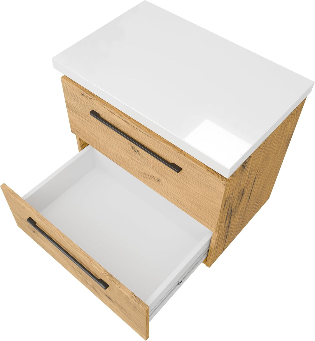 paplinskimoebel GIRONA Waschbeckenunterschrank hängend 60 cm breit, Universal Badschrank mit 2 Schub