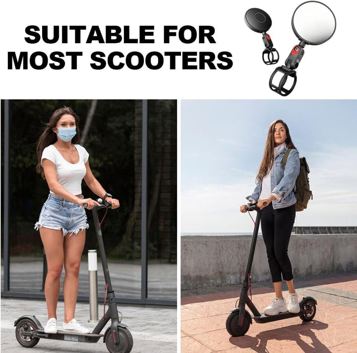 2 Stück Rückspiegel für Roller, Verstellbare Rückspiegel, E-Scooter Rückspiegel, 360° Verstellbarer