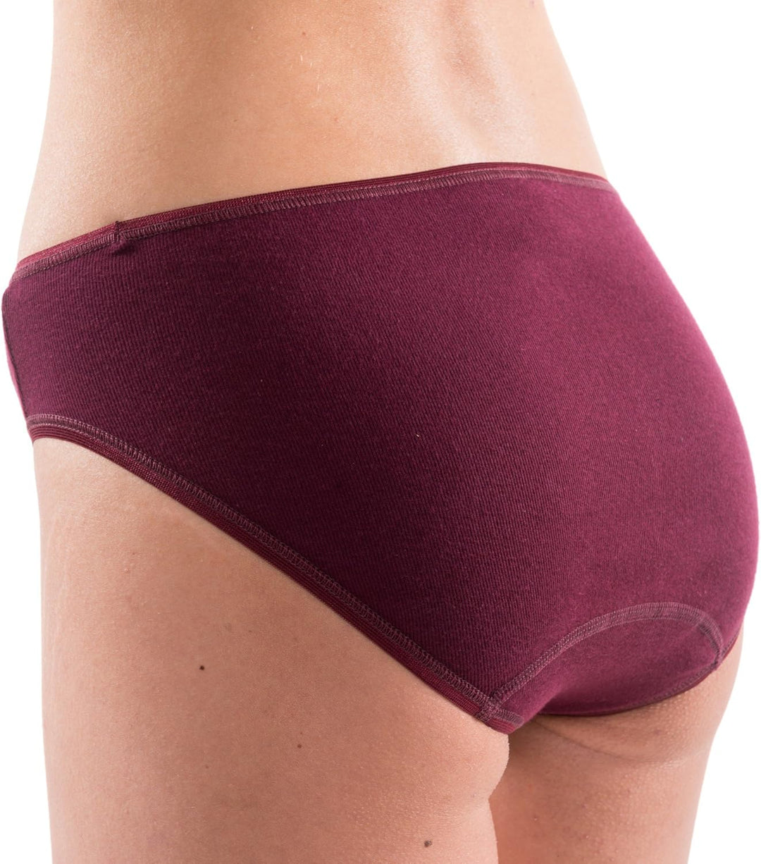 HERMKO 1031 Damen Midi-Slip Bio-Baumwolle 4er Pack (Weitere Farben), 32-34 Bordeaux