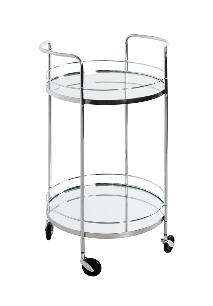 HAKU Möbel Servierwagen, Chrom, Metall, Spiegel 5 mm - Masse: H 80 x Ø 48 cm, Style: Art Deco, Chrom