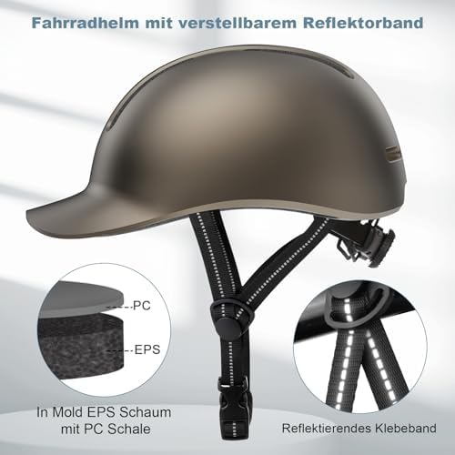 Shinmax Fahrradhelm für Damen und Herren, Einstellbarer Helm mit Visier & Sonnenschutz, Leicht & Bel