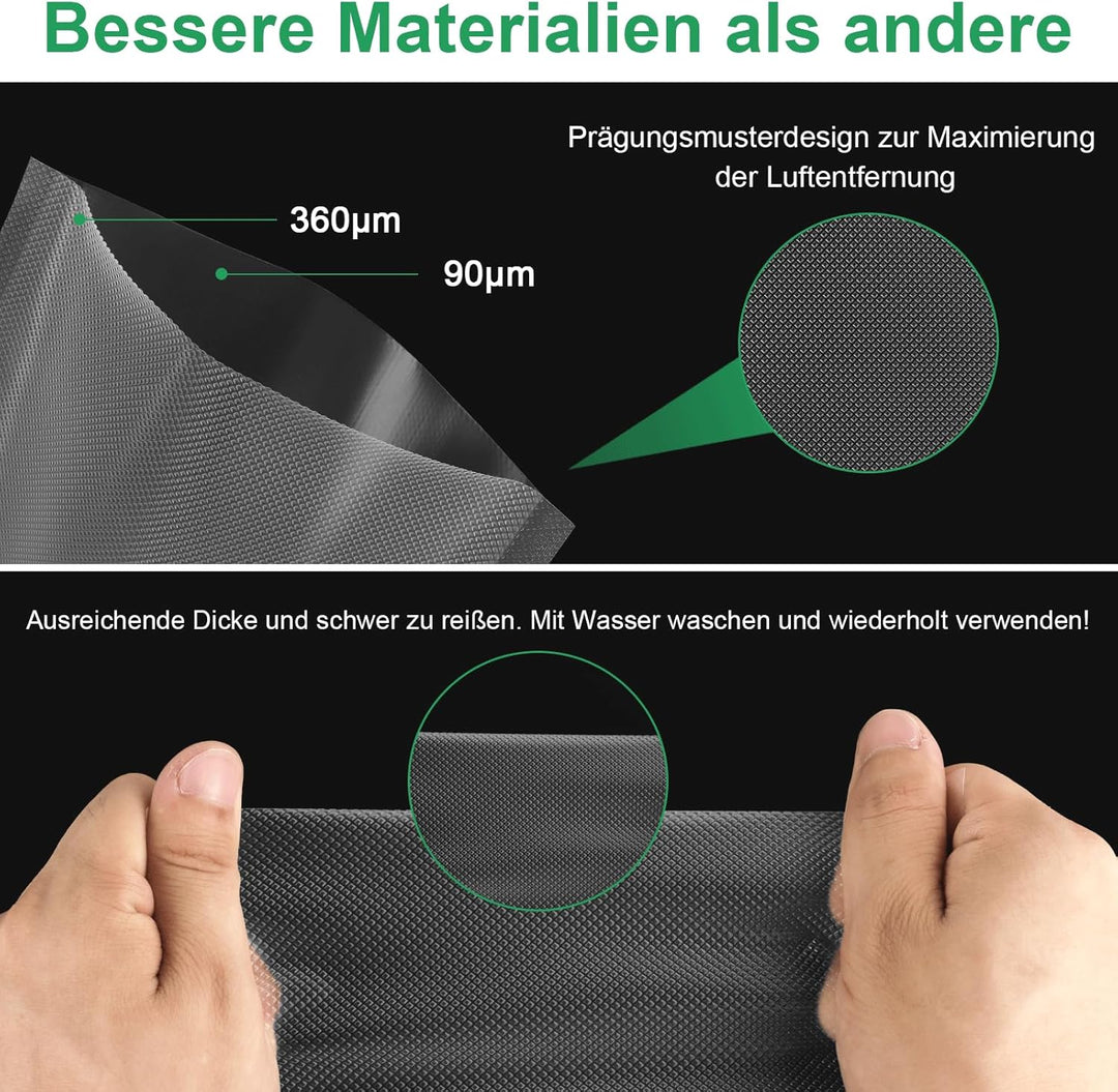 Gokilife Vakuumierbeutel - 3 Rollen 28x600cm Reissfest ca. 450µm, Vakuumierfolie für alle Vakuumiere