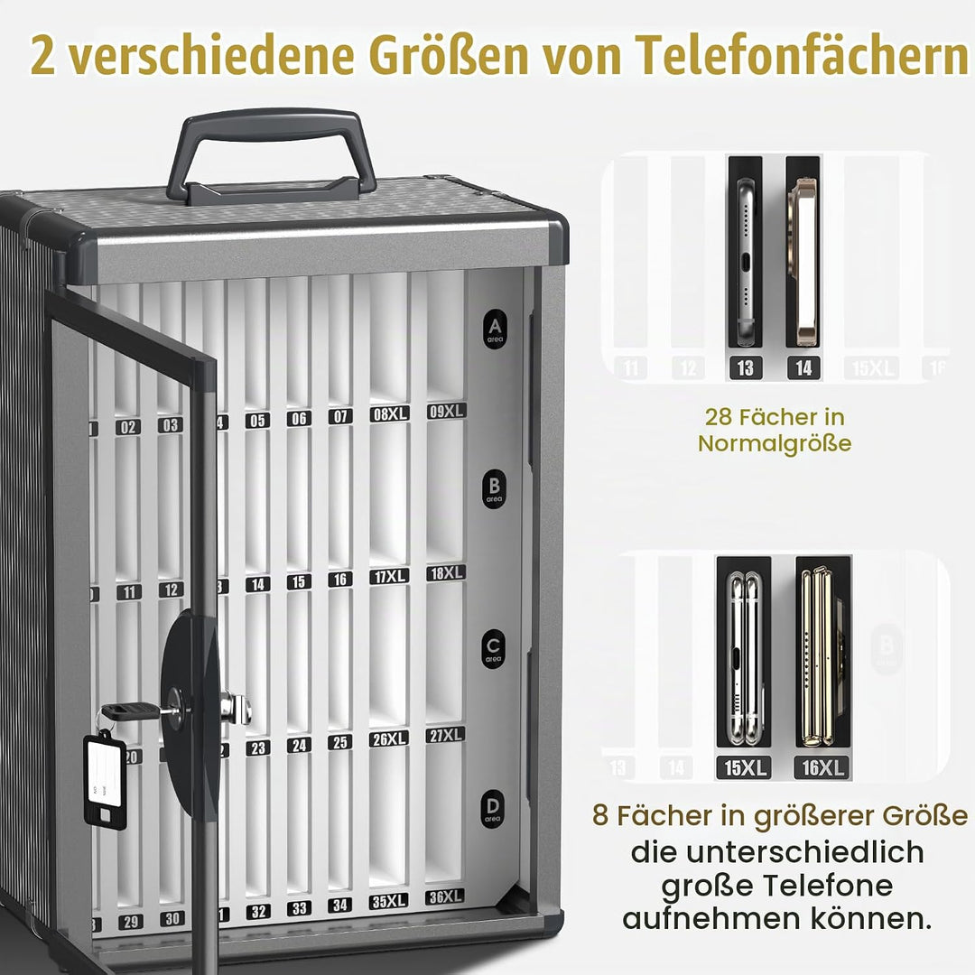 Handy-aufbewahrungsschrank, Handy-schliessfach aufbewahrungsschrank [Wandmontiert] [Aluminiumlegieru