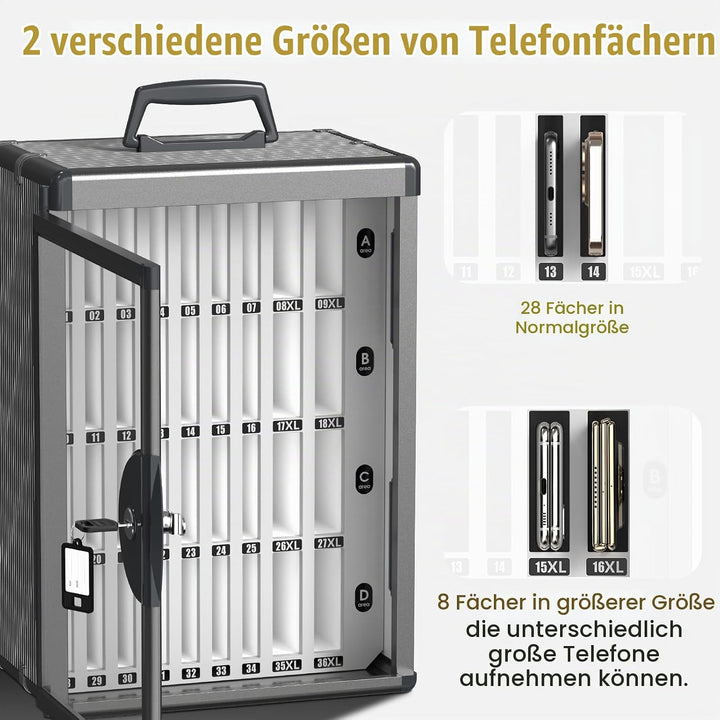 Handy-aufbewahrungsschrank, Handy-schliessfach aufbewahrungsschrank [Wandmontiert] [Aluminiumlegieru
