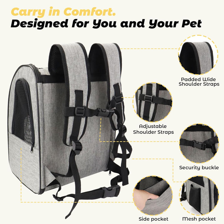 Zavothy Haustier Rucksack für Katzen und Hunde, Tragbar und Faltbar, mit Netzfenster und Gepolsterte