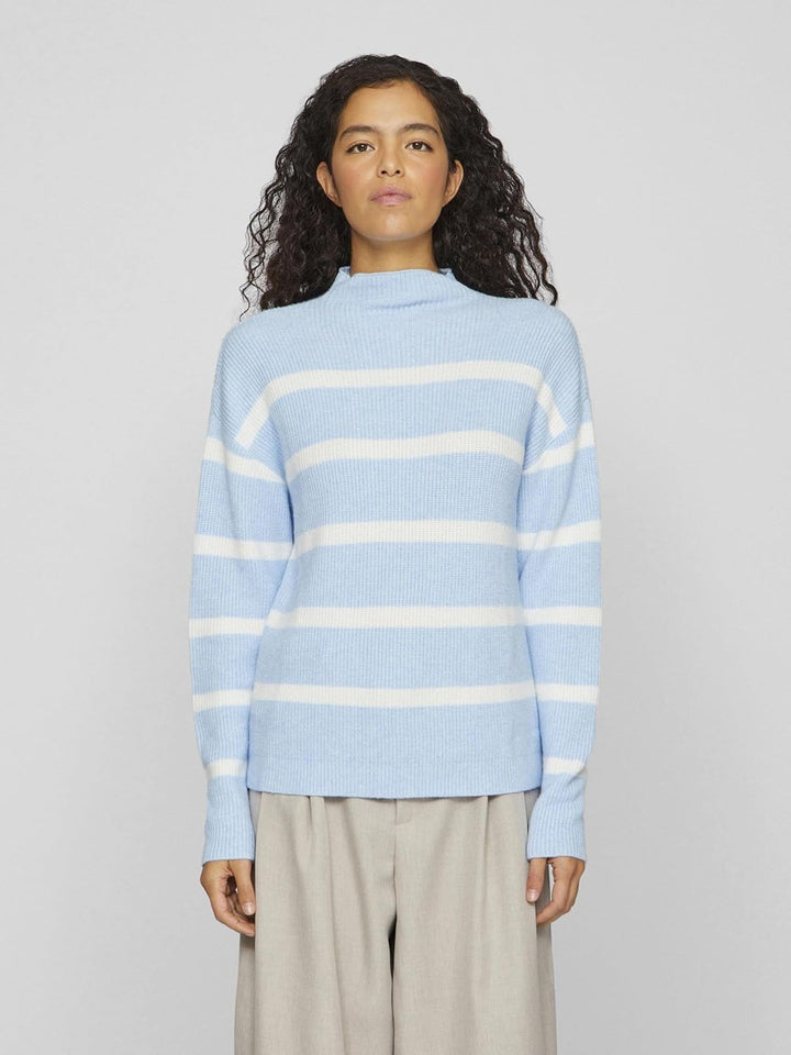 Vila Female Strickpullover VIRIL Gestreifter, S Kentucky Blue
