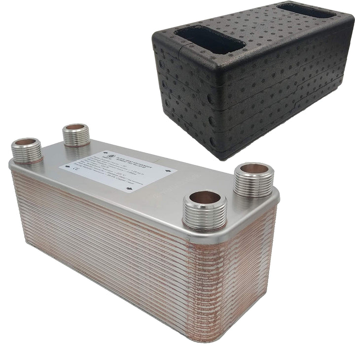 Edelstahl Plattenwärmetauscher Wärmetauscher Nordic Tec Ba-32-40 mit Isolierung 40 Platten 230kW 1”