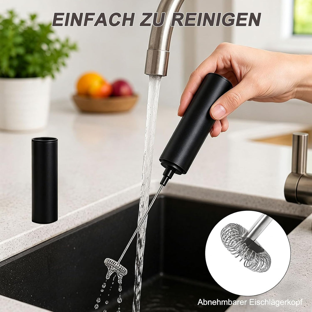 Milchaufschäumer Stab - Elektrischer Schneebesen, USB 800mah, 3 Aufsätzen 2 Geschwindigkeiten, Milch