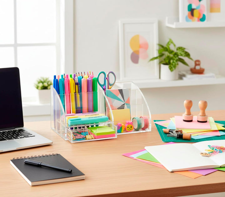 Osco AD01 Schreibtisch-Organizer aus klarem Acryl, Clear Acrylic Clear Acrylic Single, Clear Acrylic
