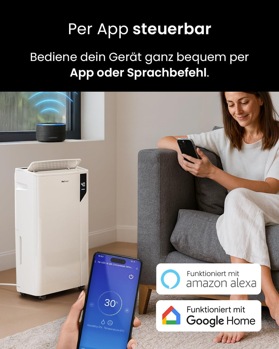 Pro Breeze Luftentfeuchter 20L in 24h Entfeuchtungsleistung - Luftentfeuchter elektrisch mit Wäschem