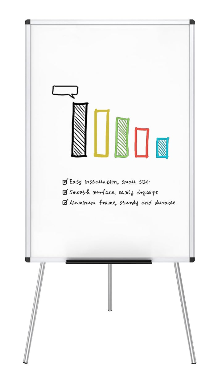VIZ-PRO Whiteboard/Flipchart-Staffelei, höhenverstellbar, nicht magnetisch, trocken abwischbar, 90 x