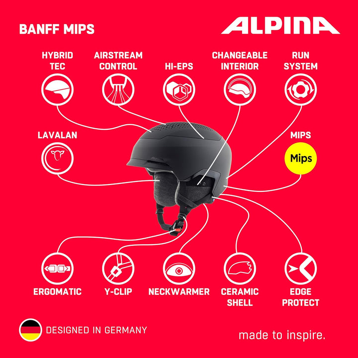Alpina Banff MIPS Skihelm - Black mat 51-55 cm, 51-55 cm
