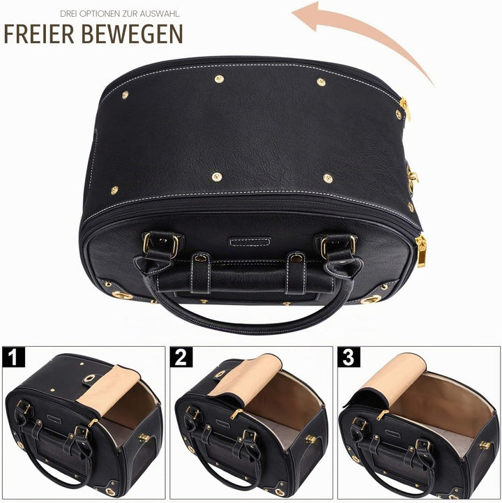 PetsHome Hundetragetasche, Haustier-Tragetasche, Hundegeldbörse, faltbar, wasserdicht, Premium-PU-Le
