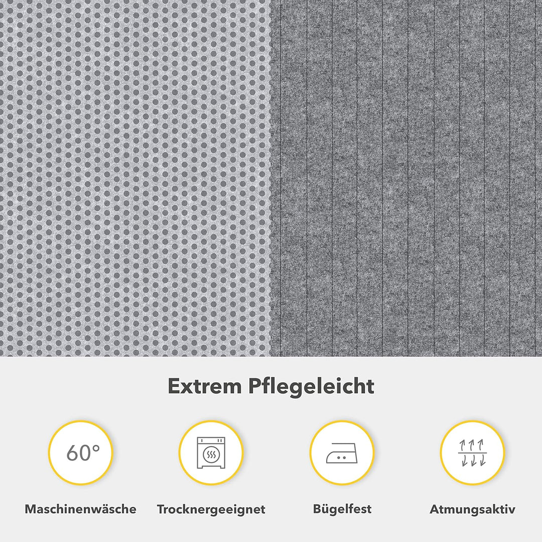Träumschön Bettwäsche gestreift 155x220 cm - Fein Biber Bettwäsche Punkte - Bettwäsche 155x220 Grau