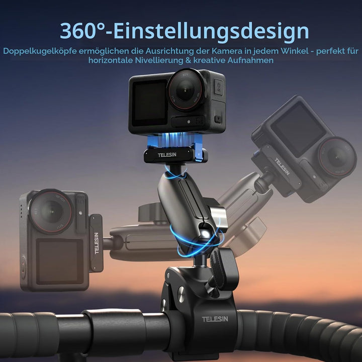 Super-Klemmhalterung Fahrrad-/Motorradhalterung für DJI Osmo 360/Action 5 Pro/4/3/Pocket 3 | Magneti