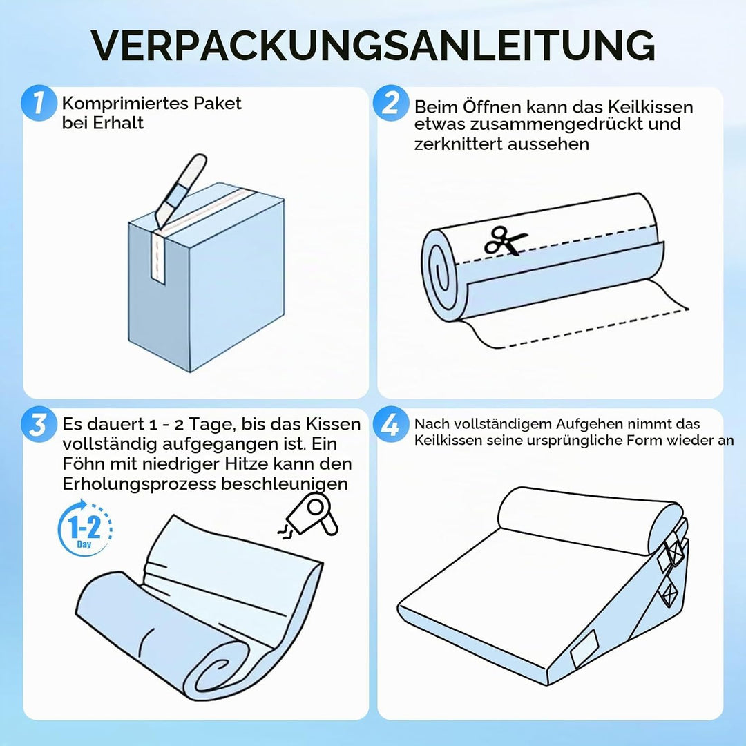 Keilkissen für Bett und Sofa, Doppelte Lage Memory Schaum Lesekissen, Verstellbares Keilkissen, Ergo