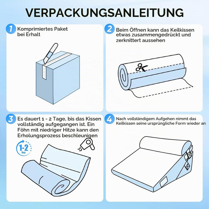 Keilkissen für Bett und Sofa, Doppelte Lage Memory Schaum Lesekissen, Verstellbares Keilkissen, Ergo