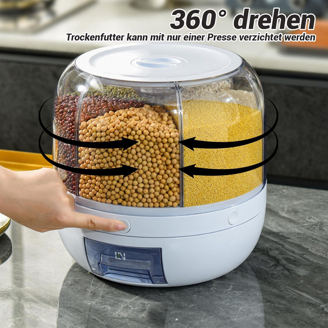 Getreidespender,360°Drehbarer Müslispender mit 6 FächernVersiegelte Aufbewahrungsbox Für Getreide fü