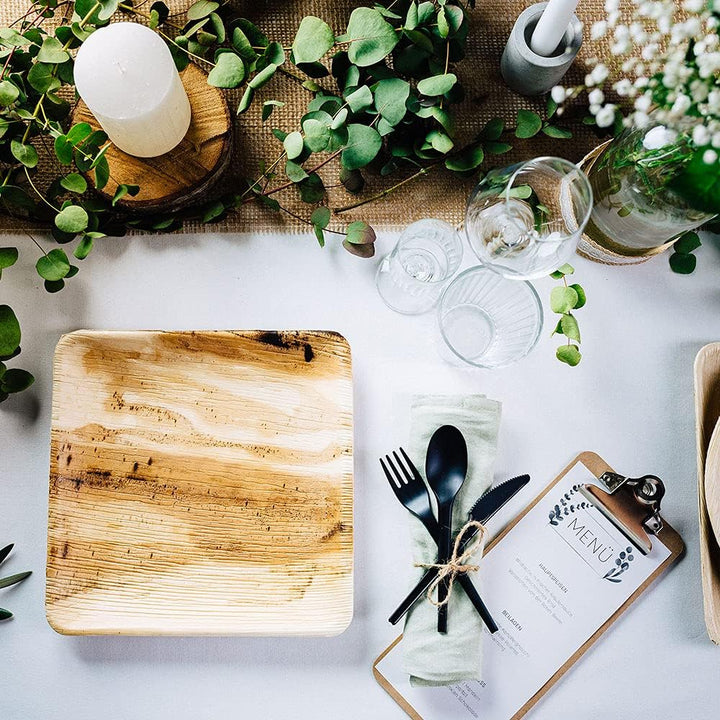 BIOZOYG Einwegteller 25 Stück 18x18cm Palmblatt-Teller - Einweggeschirr kompostierbar - hochwertige