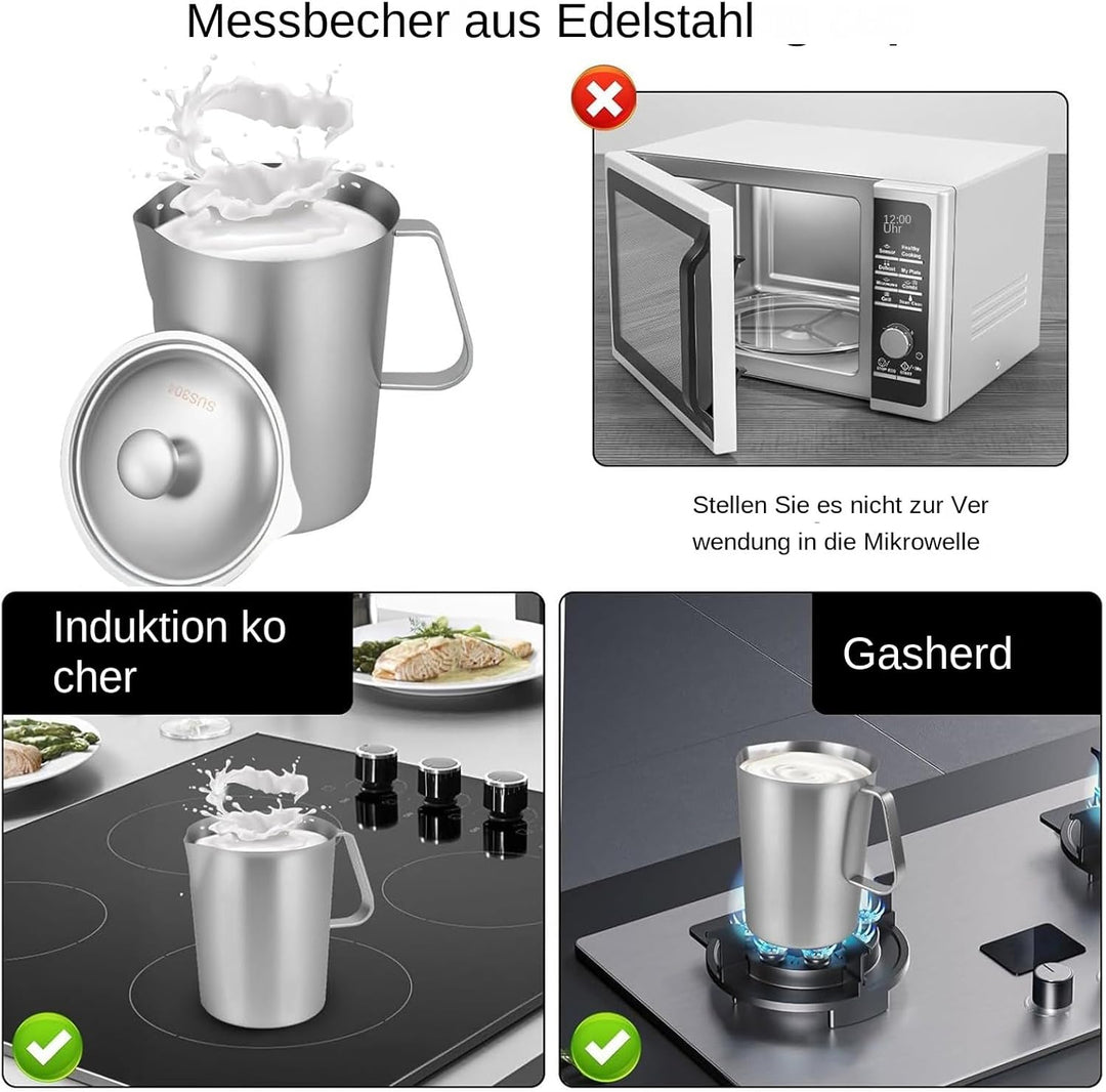 Milchschäumer Kännchen, Kaffee Milchschäumer Behälter, 2L Edelstahl Messbecher Für Schaumgetränke La