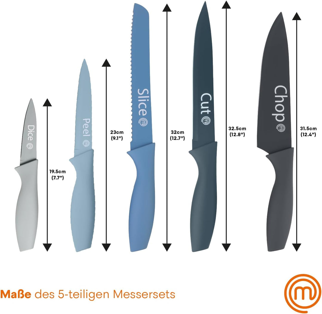 MasterChef Messerset, Küchenmesser Set ink. Kochmesser, Gemüsemesser, Schälmesser, Schneidemesser &