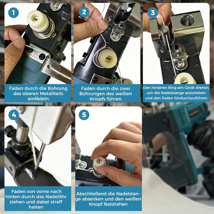 Akku Sacknähmaschine bürstenlos, 18V tragbare Handnähmaschine kompatibel mit Makita 18V Batterie, el